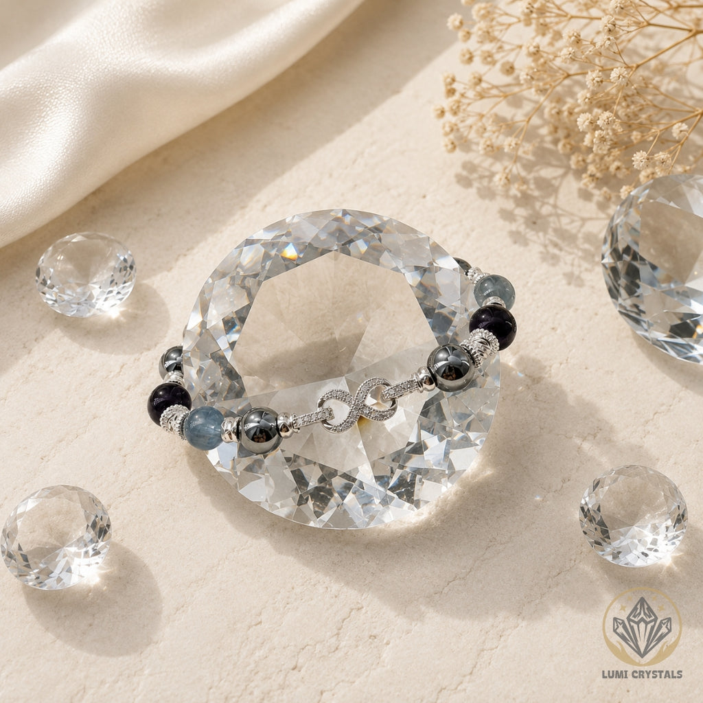 The Grounded Clarity - Natural Crystals Bracelet Design - Peaceful Thoughts, Steady Energy (HT2)