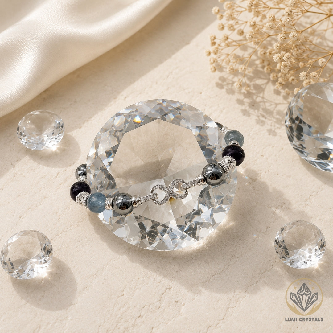 The Grounded Clarity - Natural Crystals Bracelet Design - Peaceful Thoughts, Steady Energy (HT2)
