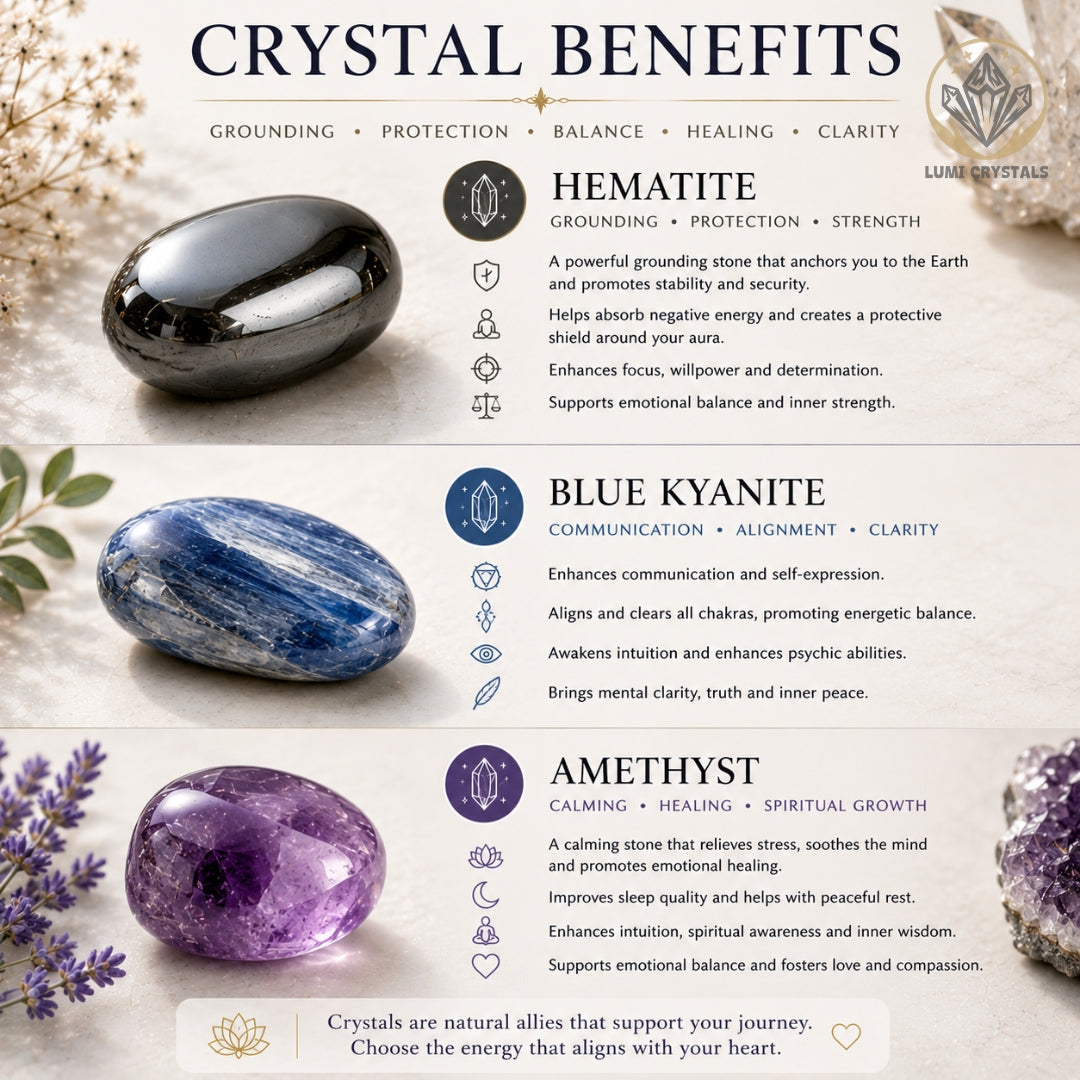 The Grounded Clarity - Natural Crystals Bracelet Design - Peaceful Thoughts, Steady Energy (HT2)