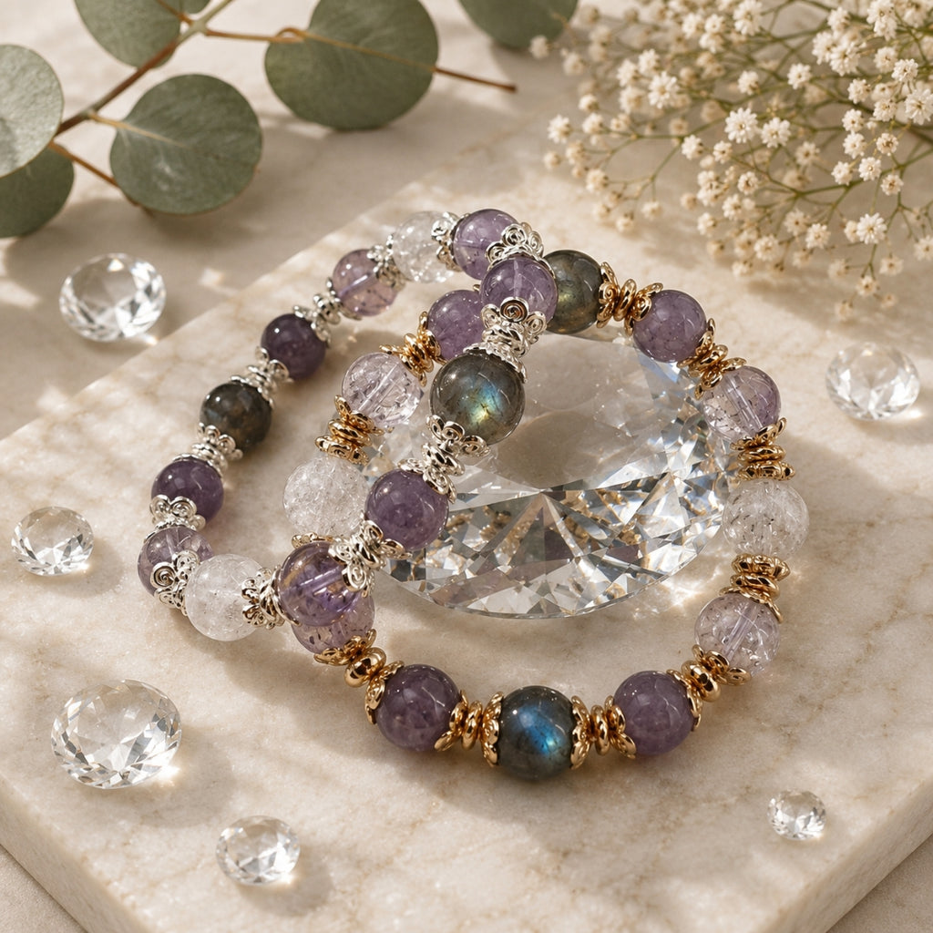 Celestial Intuition - Natural Crystals Bracelet Design - Protect Your Energy, Trust Your Intuition, Awaken Your Higher Self (LA5)