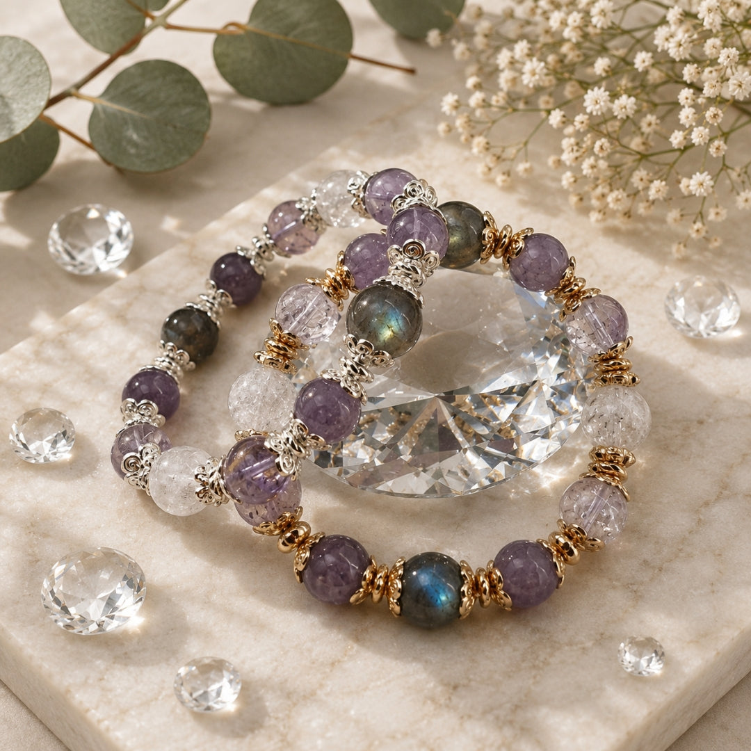 Celestial Intuition - Natural Crystals Bracelet Design - Protect Your Energy, Trust Your Intuition, Awaken Your Higher Self (LA5)