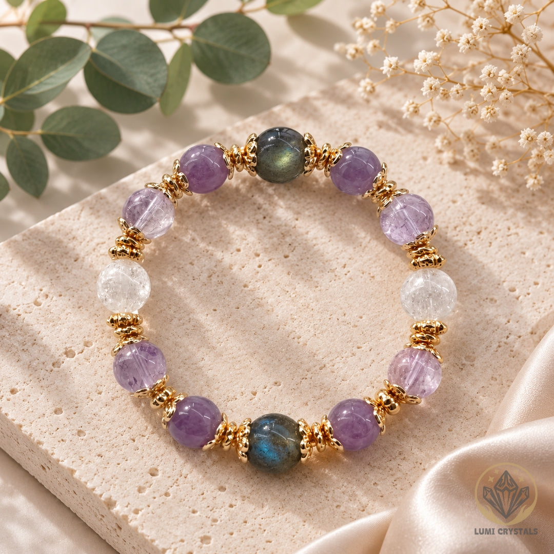 Celestial Intuition - Natural Crystals Bracelet Design - Protect Your Energy, Trust Your Intuition, Awaken Your Higher Self (LA5)