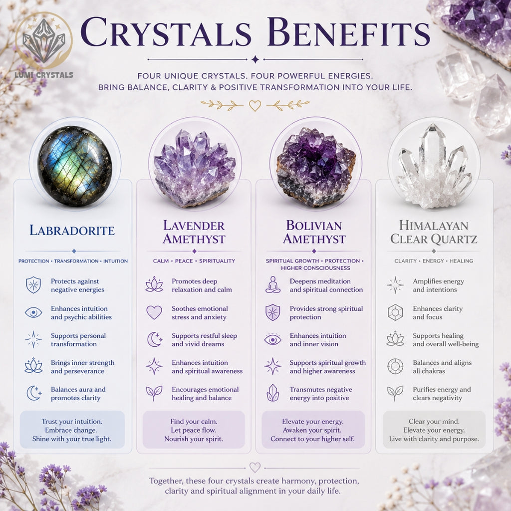 Celestial Intuition - Natural Crystals Bracelet Design - Protect Your Energy, Trust Your Intuition, Awaken Your Higher Self (LA5)