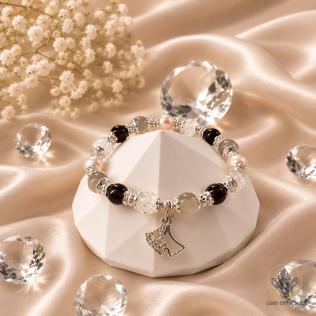 Pearl Moon Whisper - Natural Crystals Bracelet Design - Peaceful Hearts, Clear Minds, and New Beginnings (CH1)