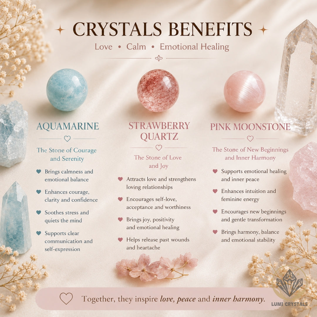 Moonlit Ocean Rose - Natural Crystals Bracelet Design - Where Ocean Calm Meets Rose Devotion (PK5)