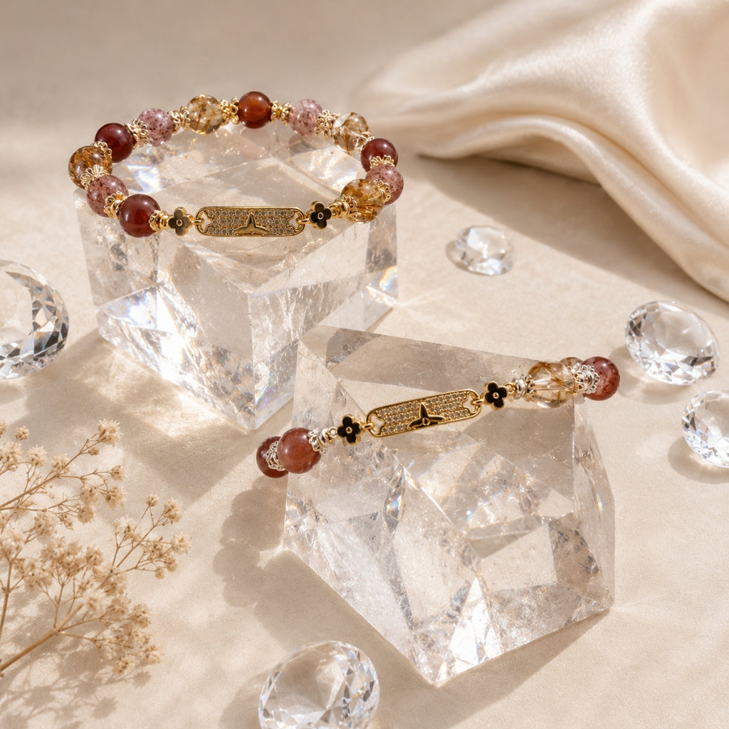Love & Resilience - Natural Crystals Bracelet Design - Strength In Calm, Healing In Love, Peace In Every Moment (PK8)