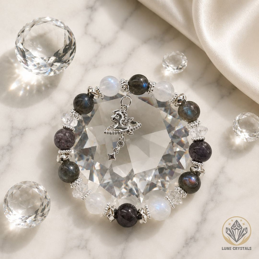 Moonlit Galaxy - Natural Crystals Bracelet Design - Awaken Like The Stars, Shine With Insight, Flow With Cosmic Energy (BL5)