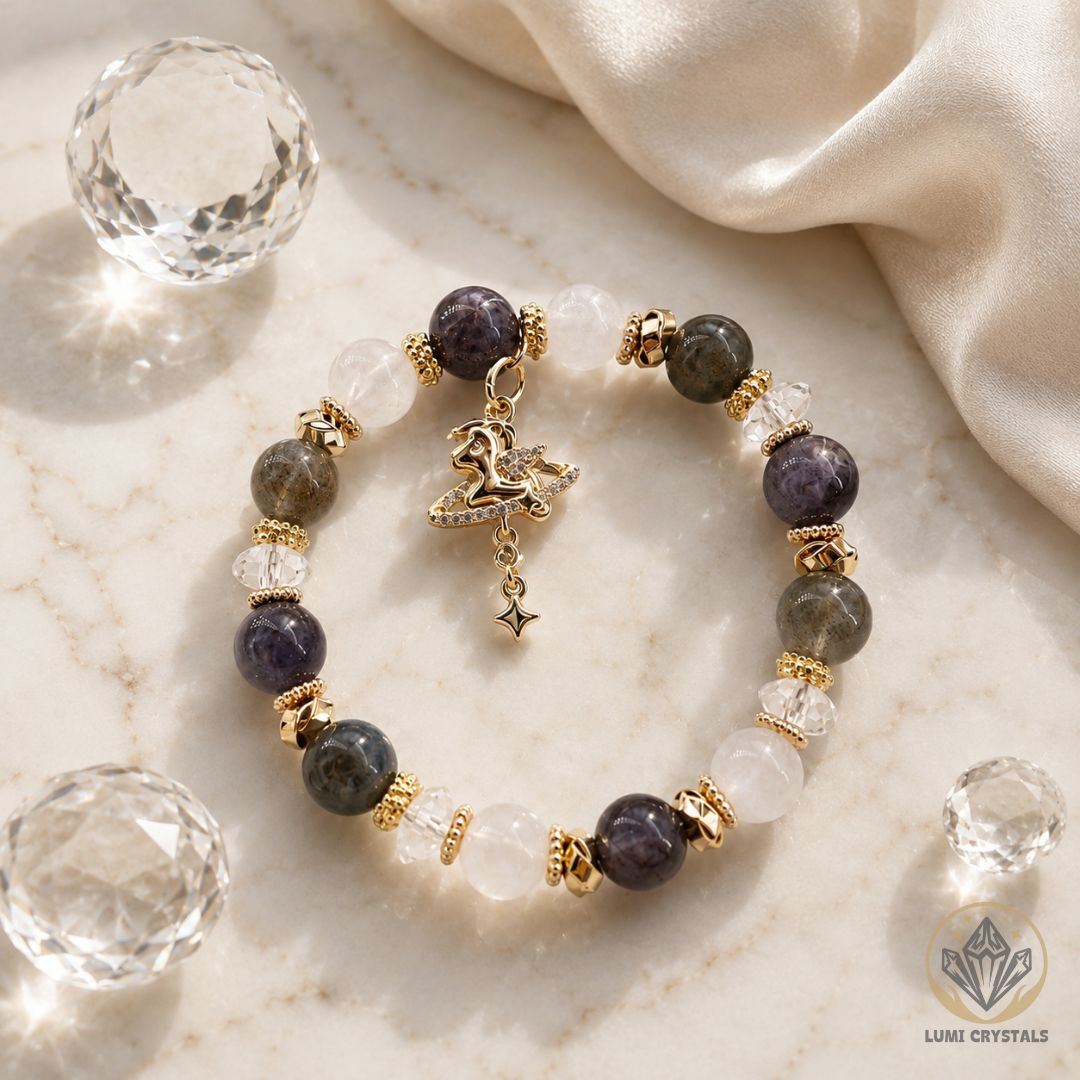 Moonlit Galaxy - Natural Crystals Bracelet Design - Awaken Like The Stars, Shine With Insight, Flow With Cosmic Energy (BL5)
