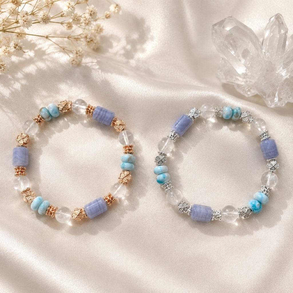 Ocean Whisper - Natural Crystals Bracelet Design - For Calming and Communication (BL1)