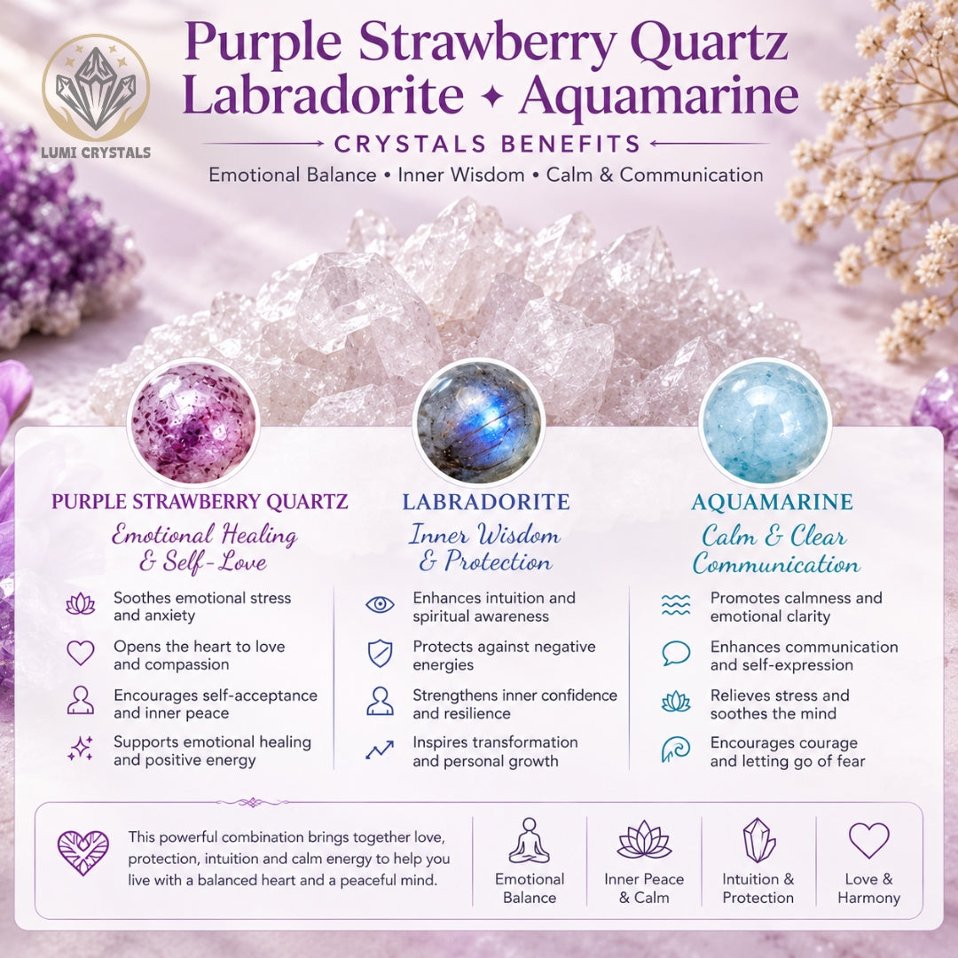 Velvet Horizon - Natural Crystals Bracelet Design - Protect Your Energy, Heal Your Heart and Flow With Clarity (LA3)
