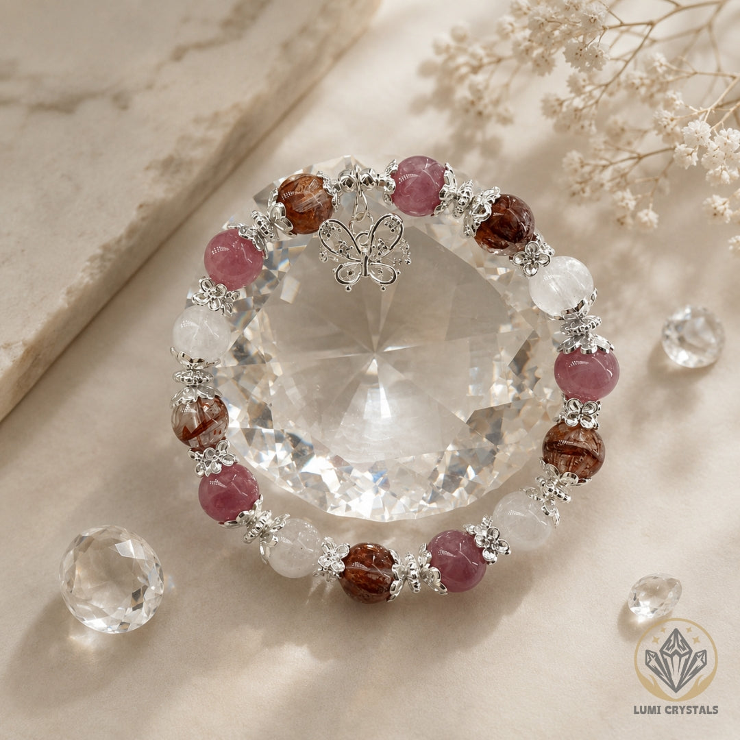 The Empowered Heart - Natural Crystals Bracelet Design - Transform Challenges Into Courage, Love and Clarity (PK4)