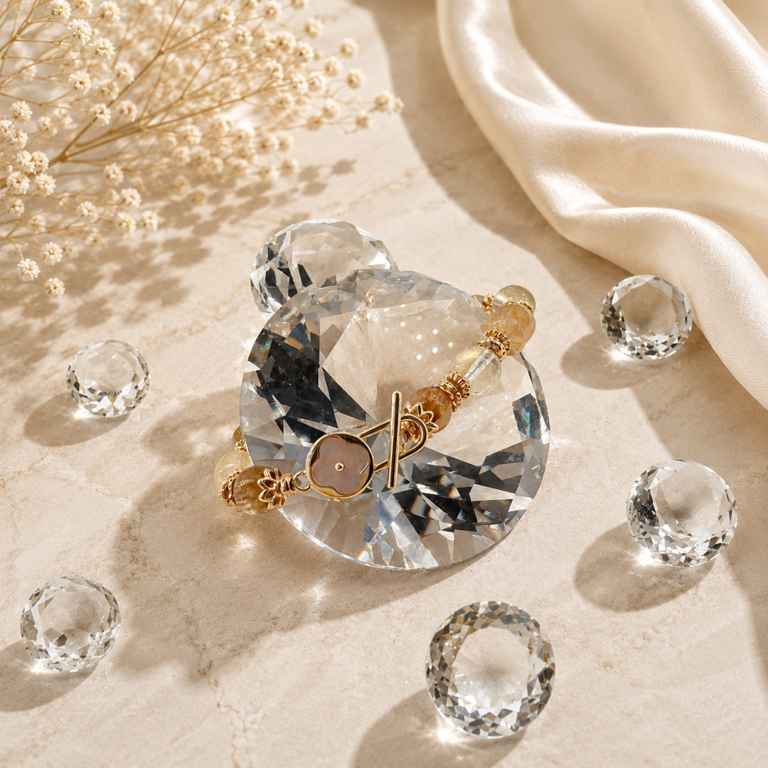 Golden Prosperity - Natural Crystals Bracelet Design - Attract Wealth, Think Clearly and Shine With Success (CR7)
