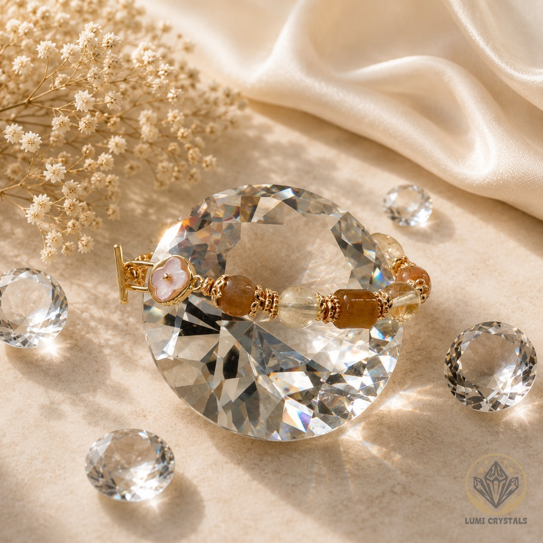 Golden Prosperity - Natural Crystals Bracelet Design - Attract Wealth, Think Clearly and Shine With Success (CR7)