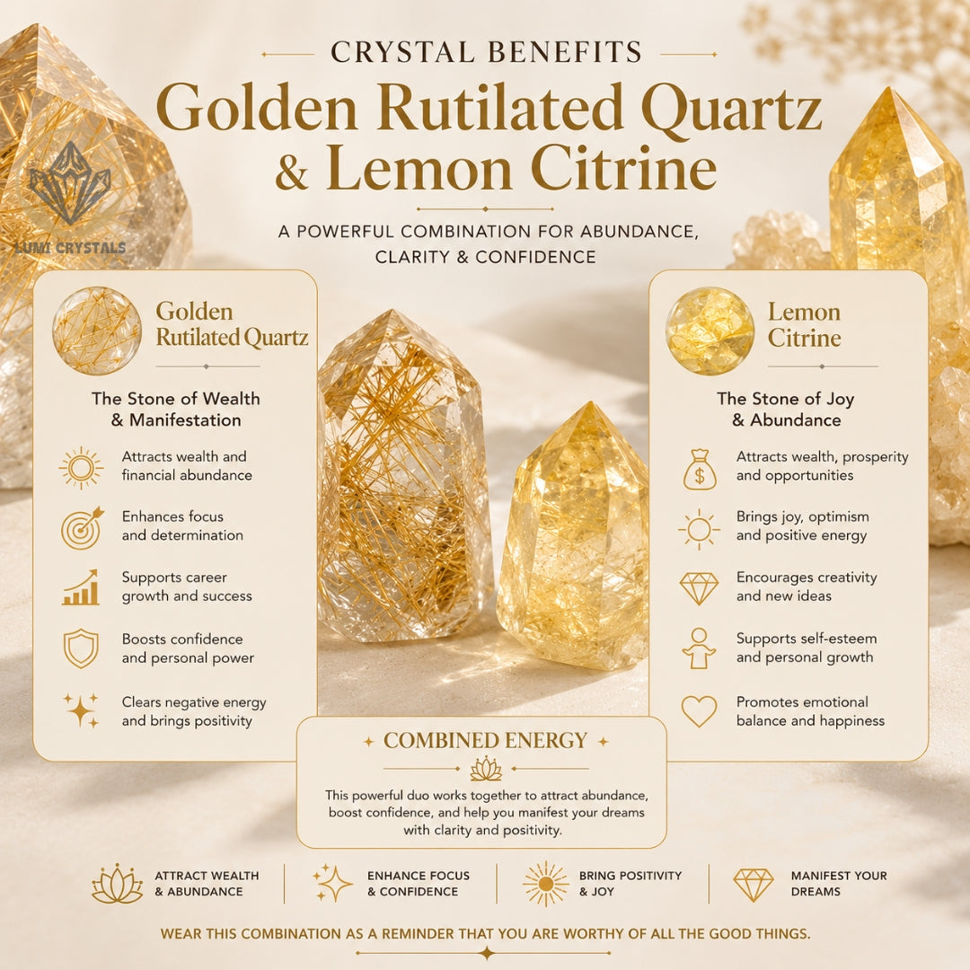 Golden Prosperity - Natural Crystals Bracelet Design - Attract Wealth, Think Clearly and Shine With Success (CR7)