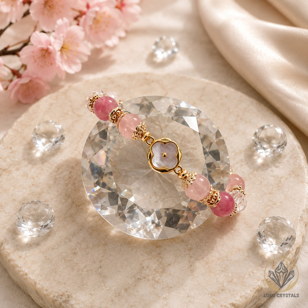 Rosy Radiance - Natural Crystals Bracelet Design - Heal Softly, Love Deeply and Attract With Gentle Radiance (PK7)