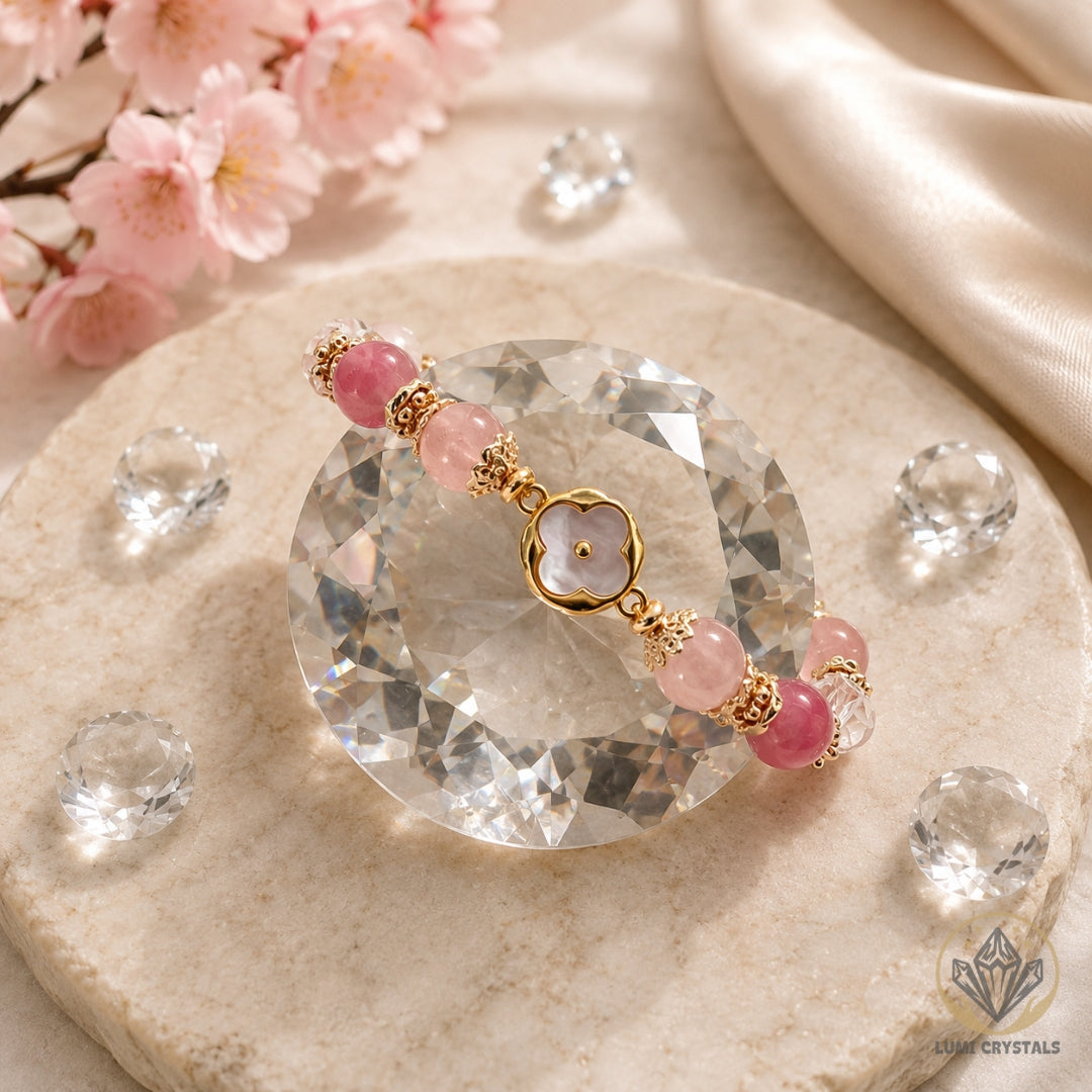 Rosy Radiance - Natural Crystals Bracelet Design - Heal Softly, Love Deeply and Attract With Gentle Radiance (PK7)
