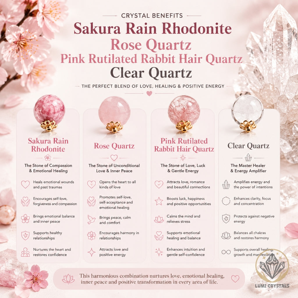 Rosy Radiance - Natural Crystals Bracelet Design - Heal Softly, Love Deeply and Attract With Gentle Radiance (PK7)