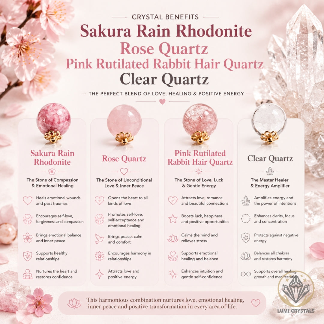 Rosy Radiance - Natural Crystals Bracelet Design - Heal Softly, Love Deeply and Attract With Gentle Radiance (PK7)