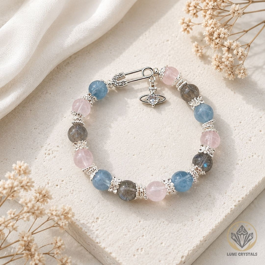 Aurora Love & Light - Natural Crystals Bracelet Design - Love Gently, Trust Deeply and Flow With Calm Clarity (LA6)