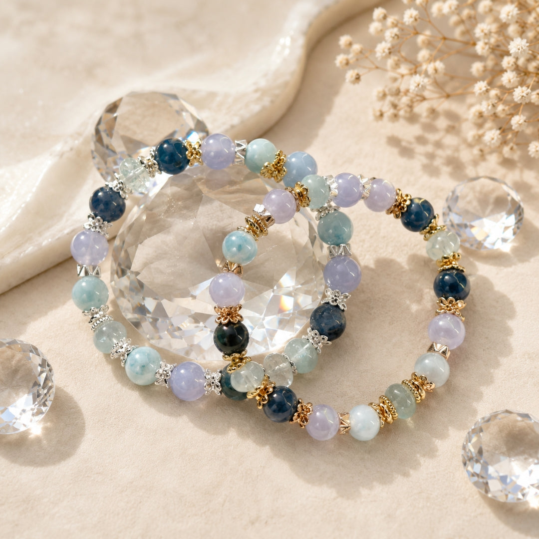 Azure Calm - Natural Crystals Bracelet Design - Flow Like The Ocean - Calm, Confident and Beautifully Heard (BL6)