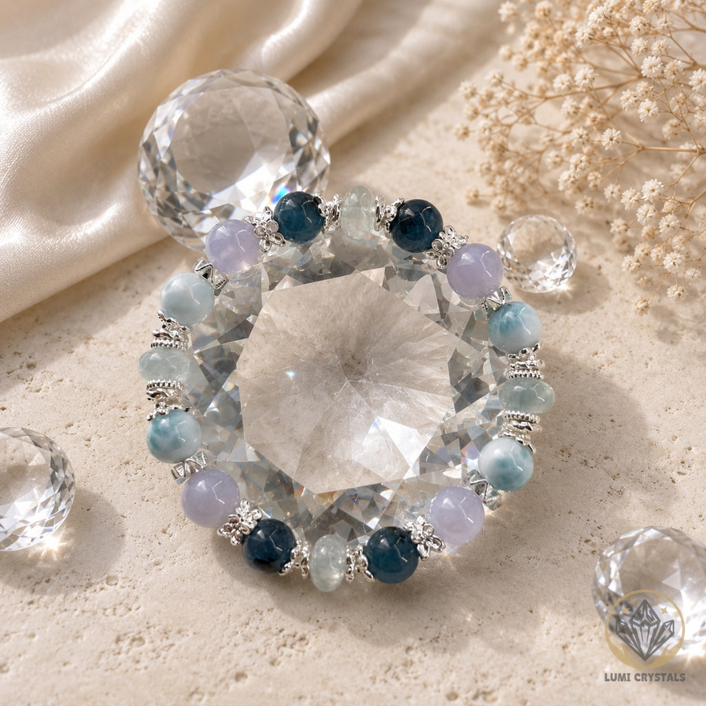 Azure Calm - Natural Crystals Bracelet Design - Flow Like The Ocean - Calm, Confident and Beautifully Heard (BL6)
