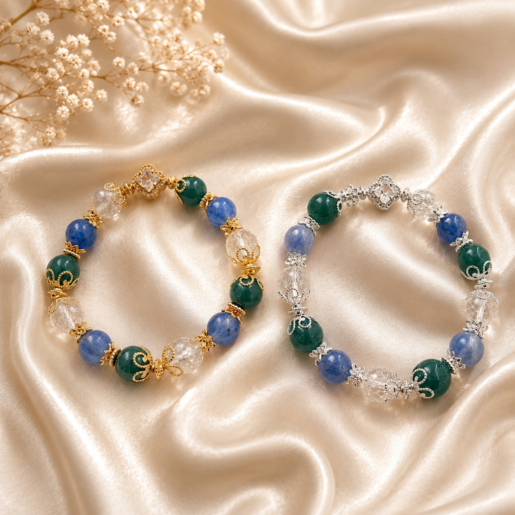 Emerald Sky - Natural Crystals Bracelet Design - Ground Your Power, Shield Your Energy, Rise To The Stars (BL7)