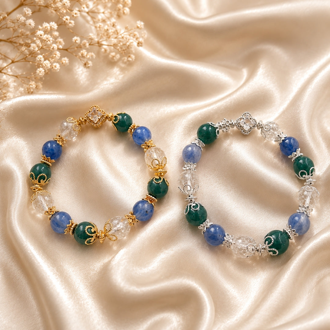 Emerald Sky - Natural Crystals Bracelet Design - Ground Your Power, Shield Your Energy, Rise To The Stars (BL7)