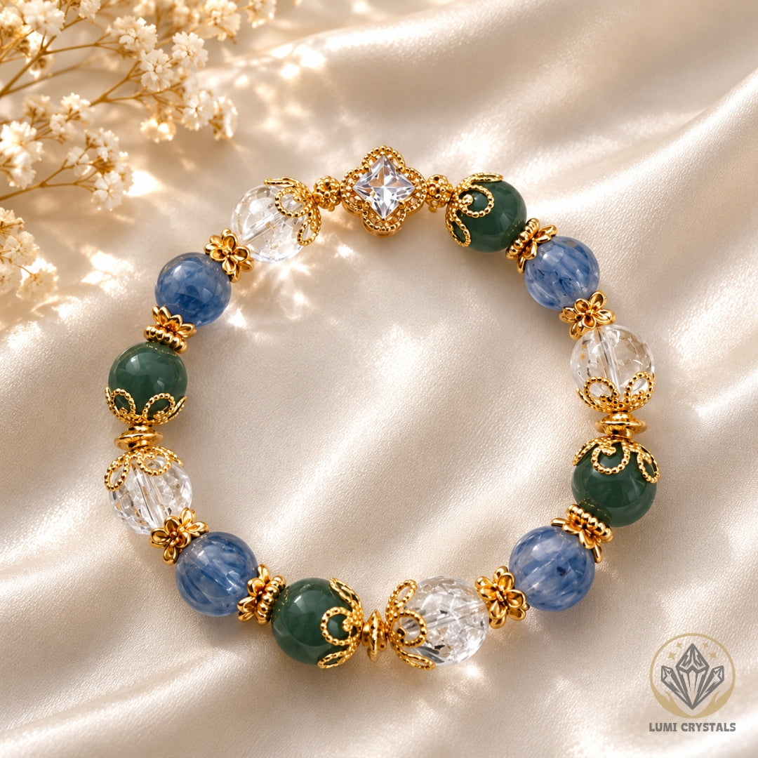 Emerald Sky - Natural Crystals Bracelet Design - Ground Your Power, Shield Your Energy, Rise To The Stars (BL7)
