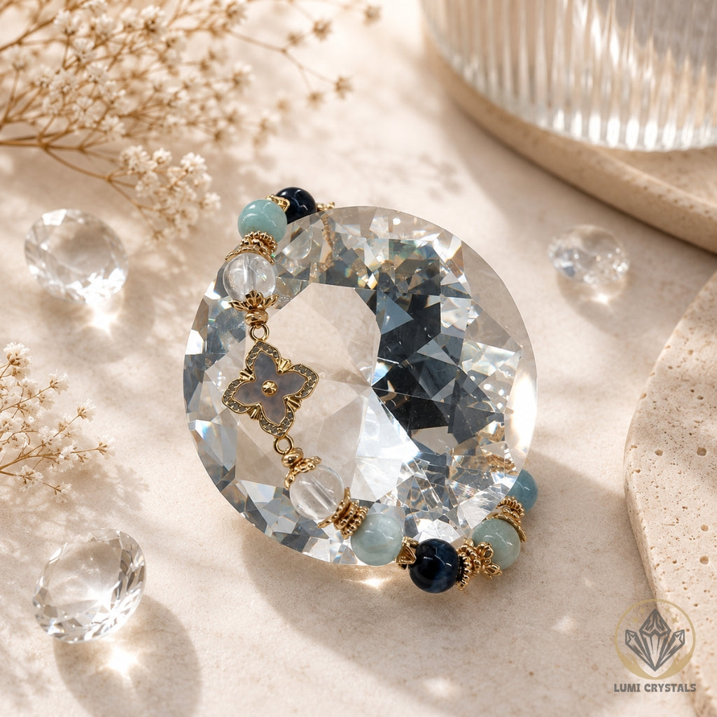 Azure Wisdom - Natural Crystals Bracelet Design - Find Calm Clarity, Speak Your Truth and Move Forward With Focus (BL8)